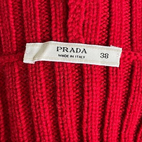 Prada Deep V Neck Button Front Ribbed Cardigan Size 38 - Picture 5 of 9